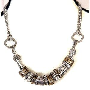 Crown Premier Designs Two Tone Beaded Necklace Park Avenue Silver & Gold Tones